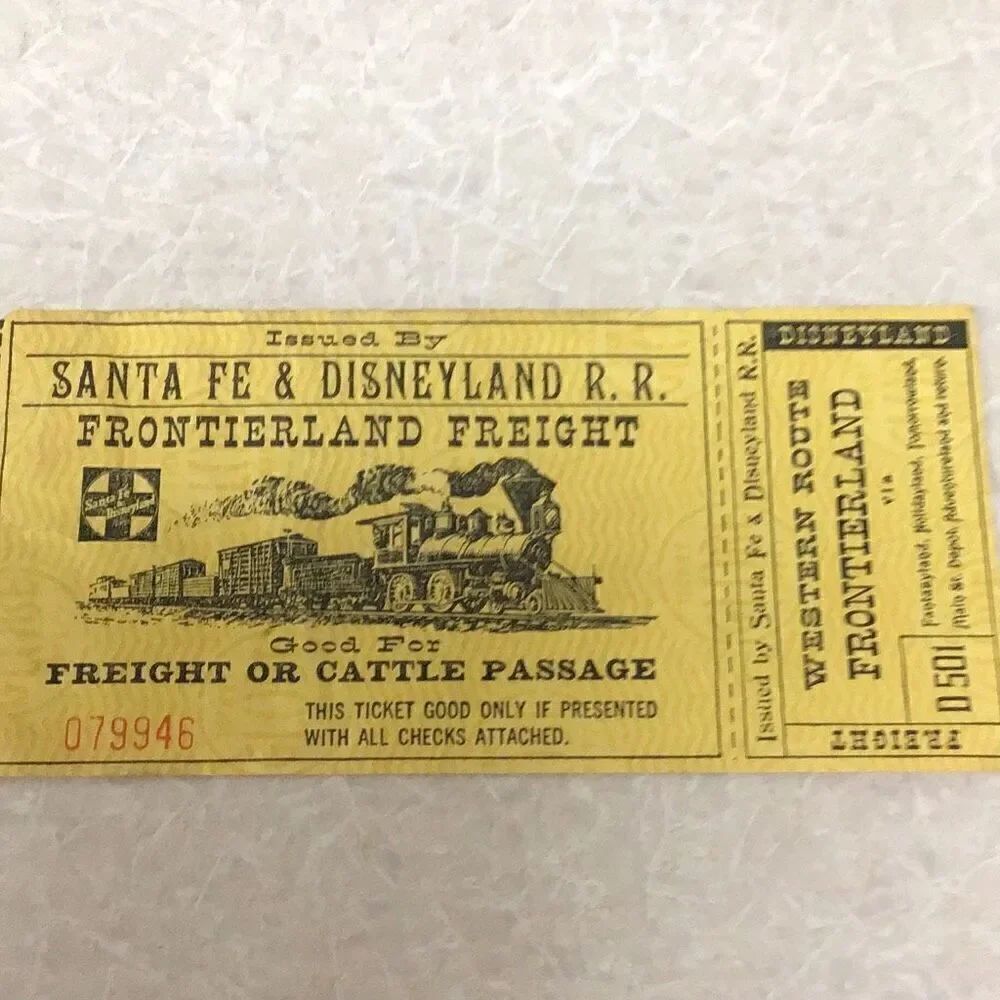 Disney land 1955 opening year frontierland freight ticket
